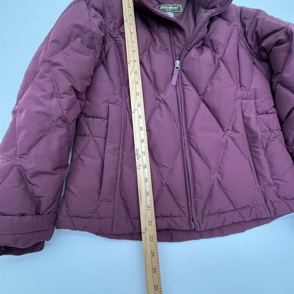 Eddie‎ Bauer Womens Petite XS Quilted Goose Down Insulated Puffer Jacket Maroon